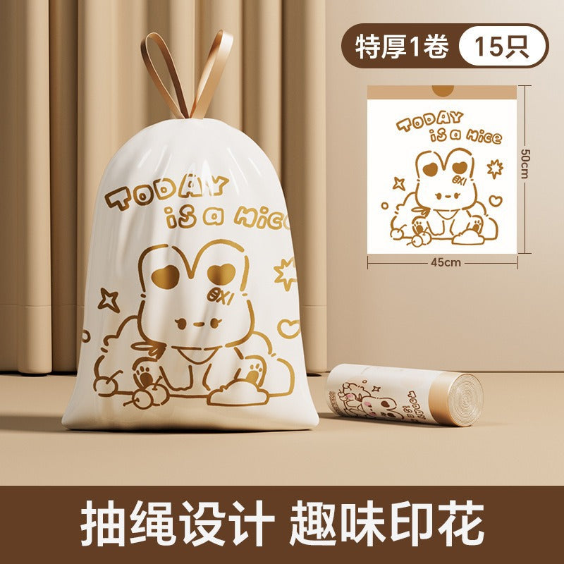 Cartoon Printed Garbage Bag Thickened Household Drawstring Good-looking Large Portable Garbage Bag Kitchen Garbage Bag