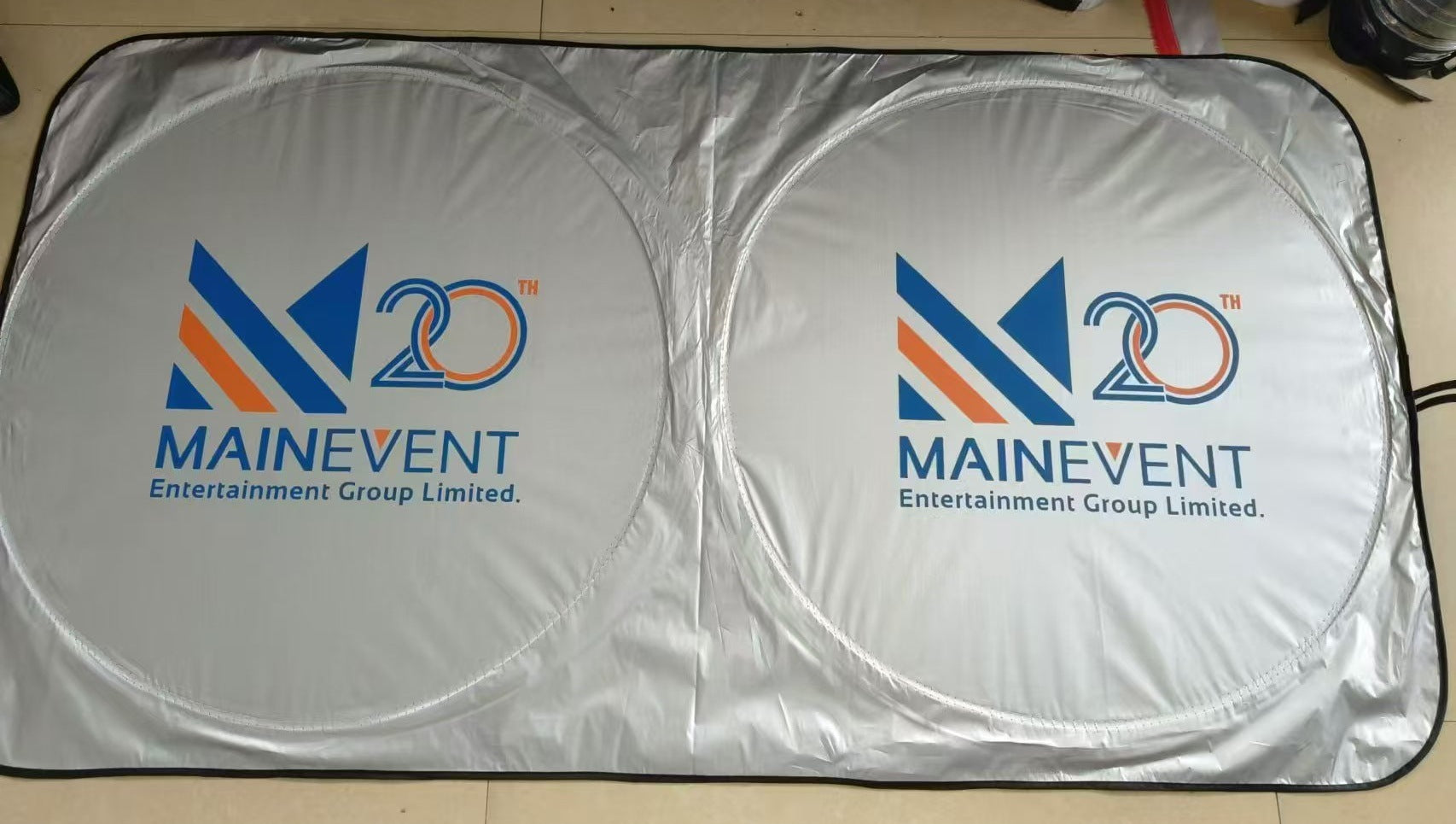 Universal Heat Insulation Sunshade Silver Coated Cloth Car Double Circle Sun Visor Customizable LOGO Car Sun Protection Sunshade