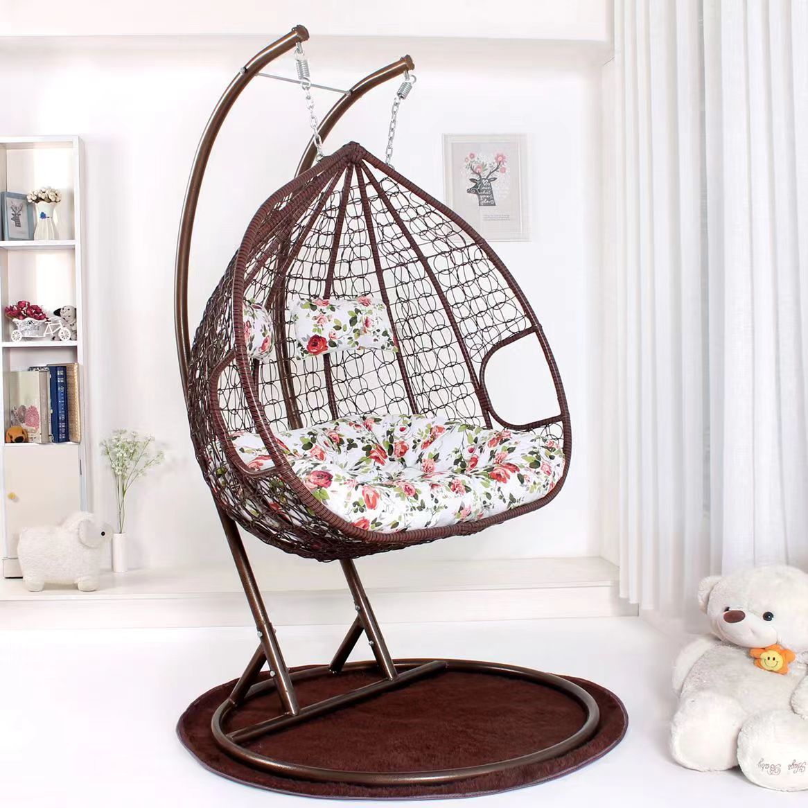 Romantic Hanging Basket Rattan Chair Glider Cradle Outdoor Adult