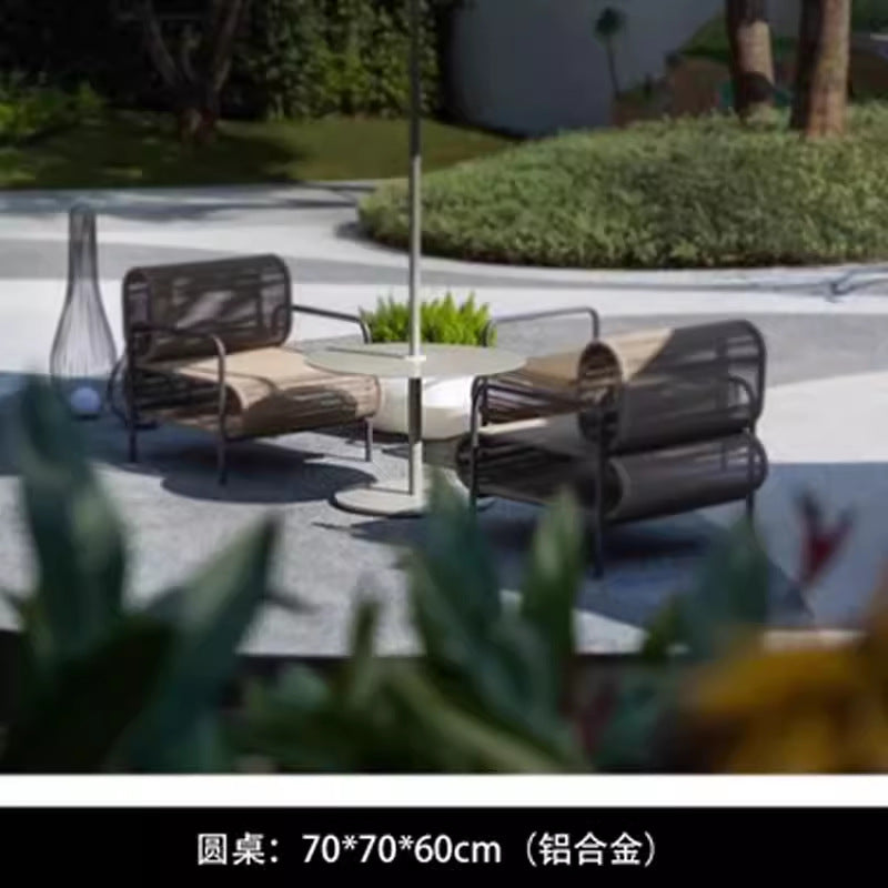 Outdoor Sofa and Coffee Table Set Waterproof Sunproof for Open Air B&B Garden Courtyard Villa Balcony Leisure Rattan Sofa