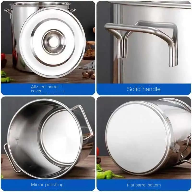Stainless steel pot Commercial soup bucket with lid soup pot thickened bottom large capacity