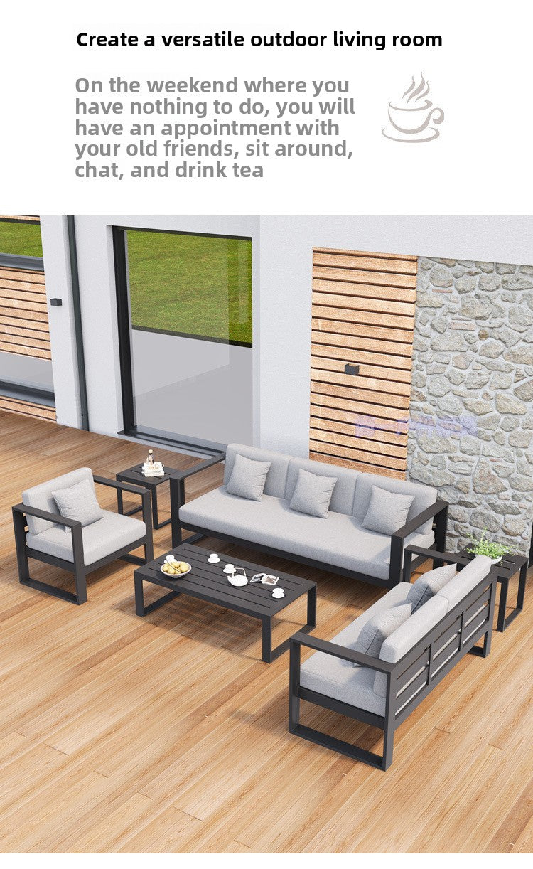 Outdoor Aluminum Alloy Sofa Courtyard Villa Coffee Table Set Waterproof Anti-Slip B&B Hotel Cross-Border Export Furniture