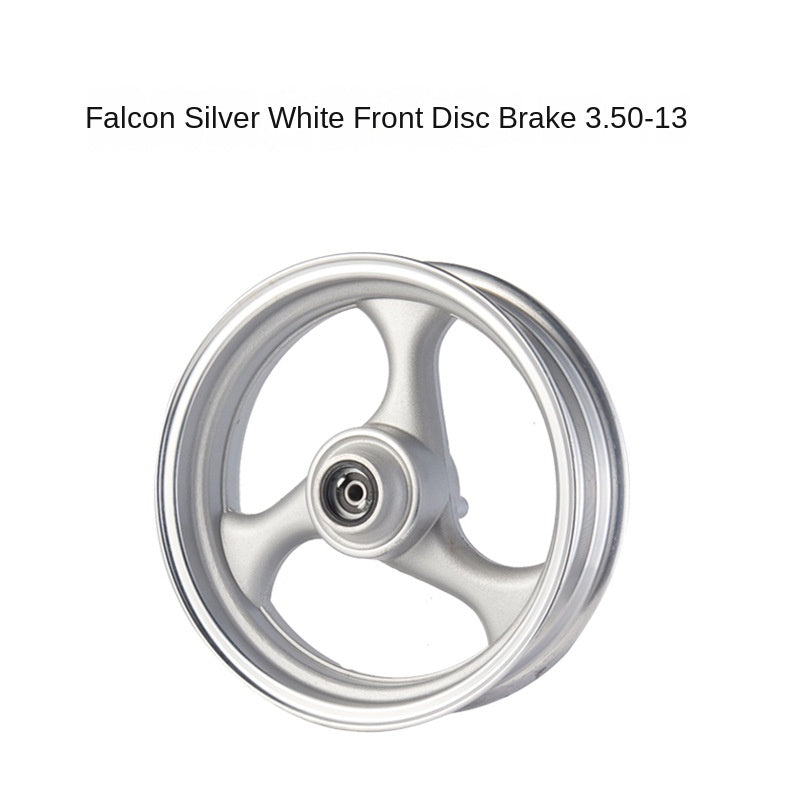 Pedal Motorcycle Three-Leaf Front and Back Wheels Steel Ring Falcon Aluminum Wheel Silver White 3.50-13 Inch Original Accessories Factory Direct Sales