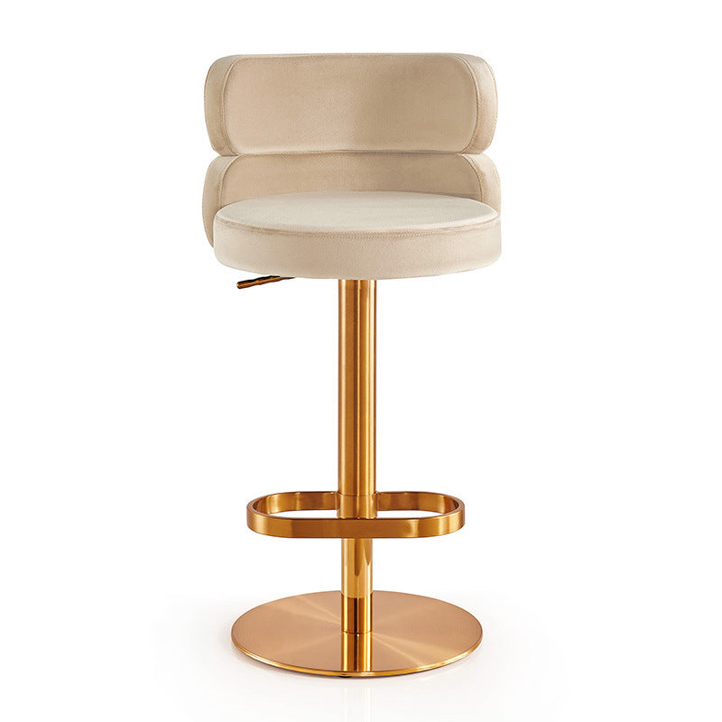 Light Luxury Metal High-End Bar Stool with Adjustable Height, Swivel Backrest, Suitable for Home and Bar Use, High-End Bar Stool Chair