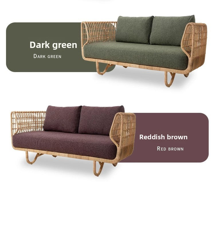 Outdoor Rattan Sofa and Coffee Table Set for Courtyard Garden Terrace Leisure Woven Rattan Chair Outdoor Waterproof Sunproof Sofa
