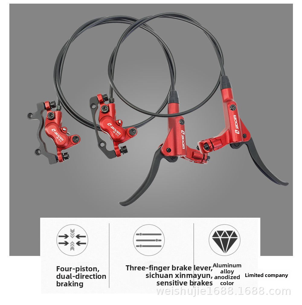ZOOMHB876 Four-Piston Oil Brake Mountain Bike Front and Rear Oil Disc Brake Pads Disc Bilateral Brake Hydraulic Brake