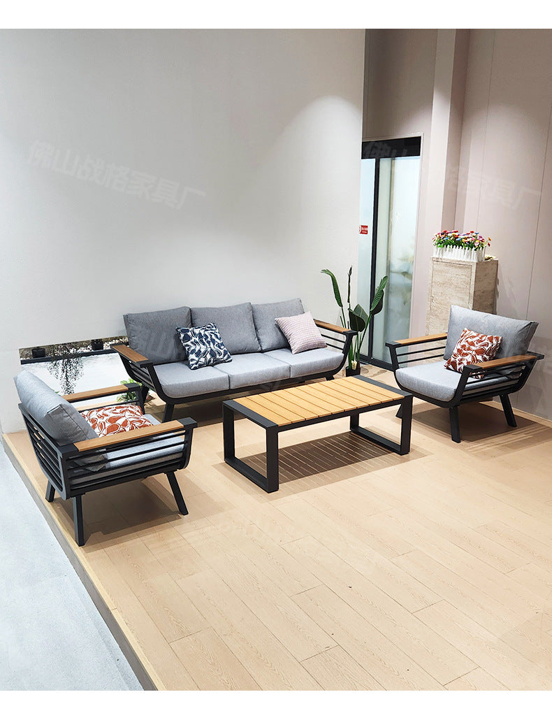 Outdoor Sofa High-End Aluminum Alloy Villa Balcony Courtyard Garden Homestay Hotel Nordic Outdoor Leisure Sofa Chair