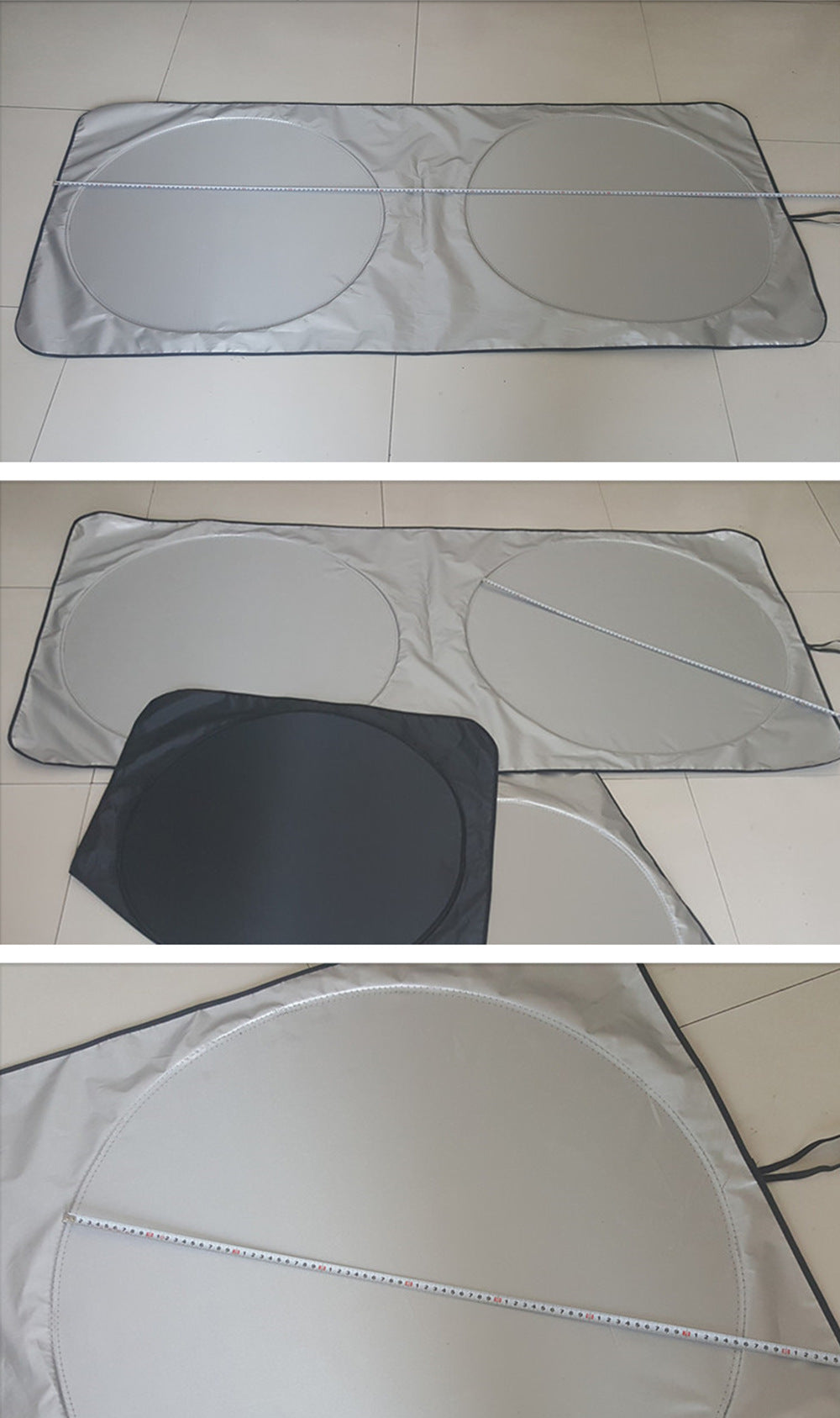 Car Sunshade Silver Coated Cloth Front Sunshade Double Circle Car Curtain Car Front Sunshade Sun Protection Front Sunshade