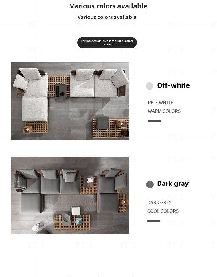 Nordic Light Luxury High-End Rattan Garden Courtyard Outdoor Balcony Waterproof and Sun Protection Teak Solid Wood Sofa Combination