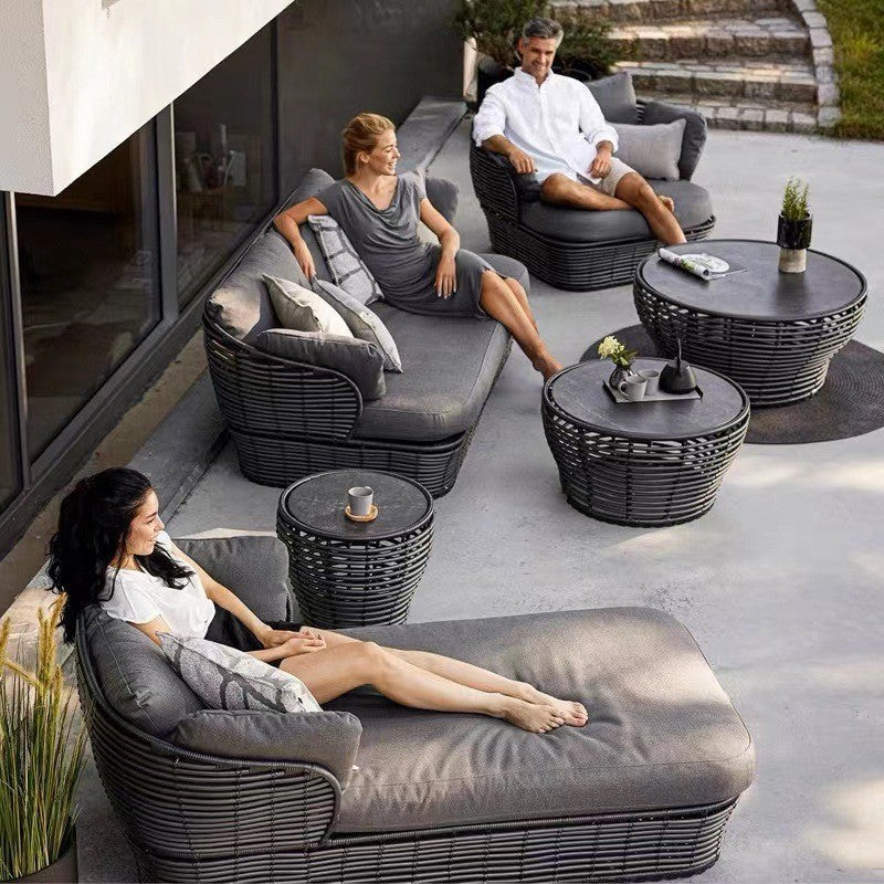 Outdoor Sofa Set for Courtyard, Hotel Terrace, Villa, Homestay, Leisure Rattan Chair, Waterproof and Sunproof Rattan Furniture