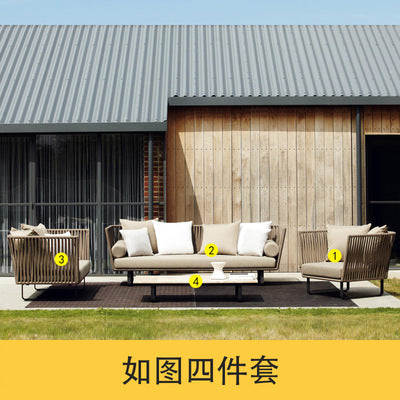 Outdoor Sofa Villa Courtyard Balcony Homestay Hotel Bar Coffee Restaurant Outdoor Waterproof Rattan Chair Set