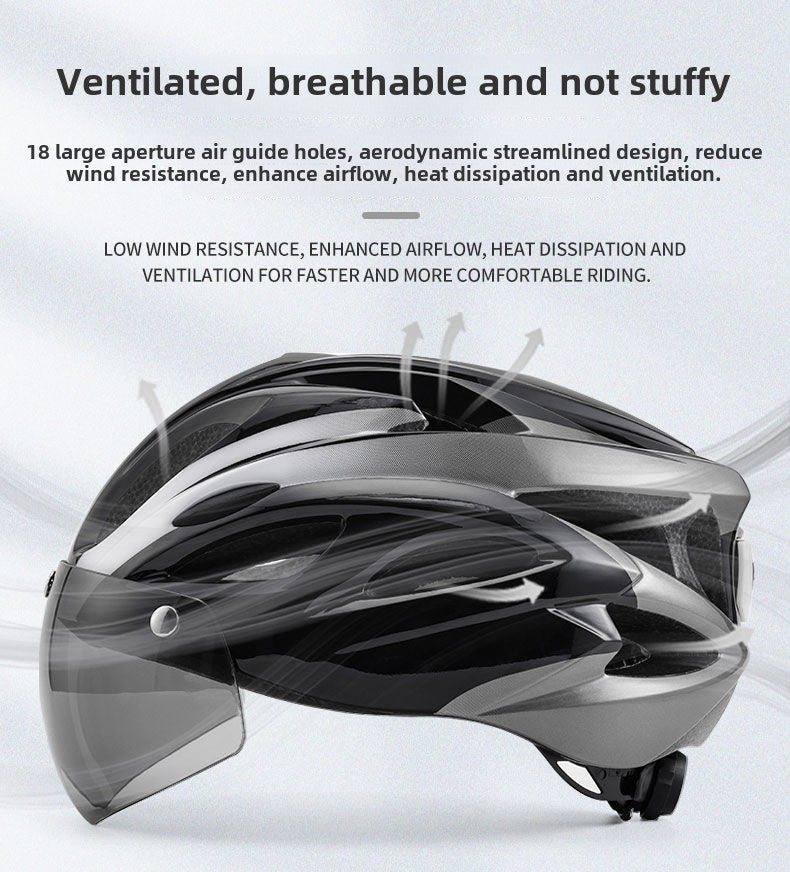 Ce Riding Helmet Magnetic Suction Goggles Men's and Women's Summer Road Safety Hat with Brim Integrated Molding Breathable Handsome