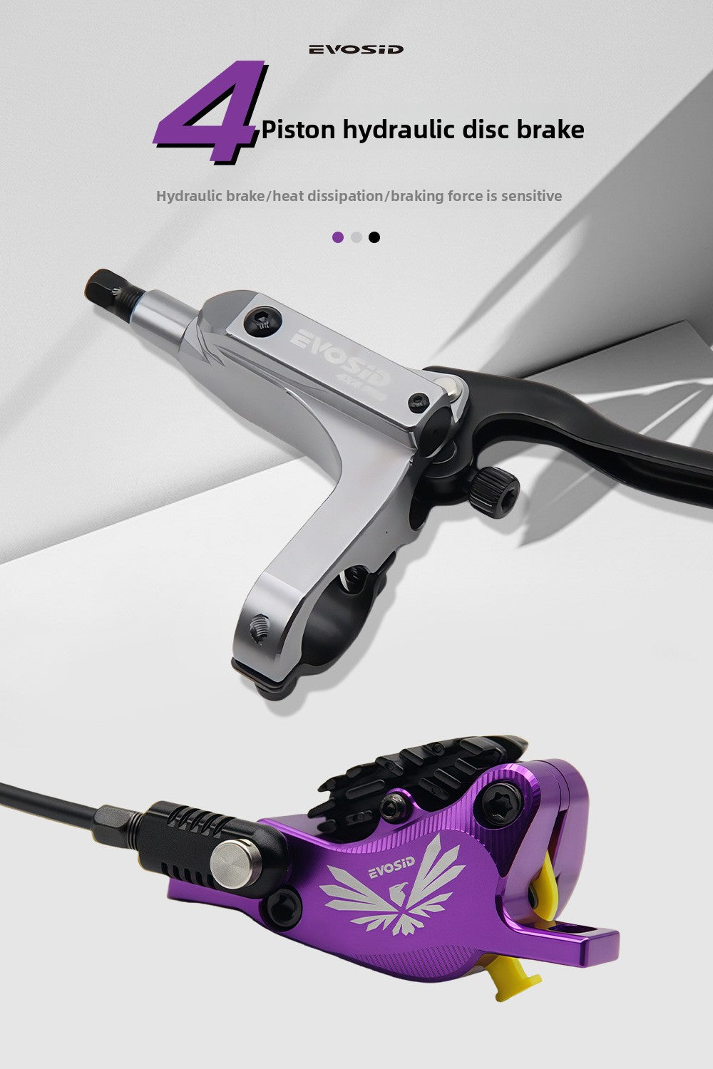 EVOSID Four-Piston Oil Brake Mountain Bike Oil Disc CNC Aluminum Alloy Internal Cable Routing Downhill DH/XC Hydraulic Disc Brake