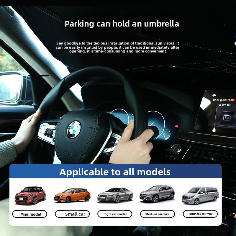 Car Sunshade Umbrella Front Shield Sun Protection Heat Insulation Retractable Foldable Universal for BMW Audi Tesla All Series
