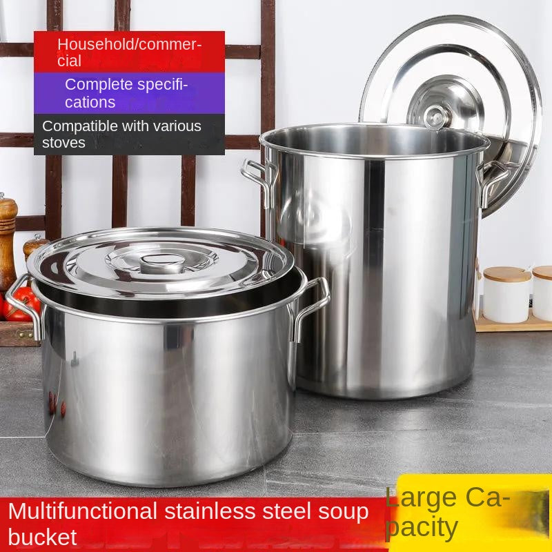 Stainless steel pot Commercial soup bucket with lid soup pot thickened bottom large capacity