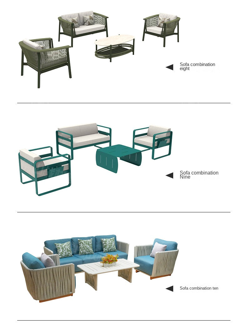 Outdoor Sofa High-End Aluminum Alloy Villa Balcony Courtyard Garden Homestay Hotel Nordic Outdoor Leisure Sofa Chair