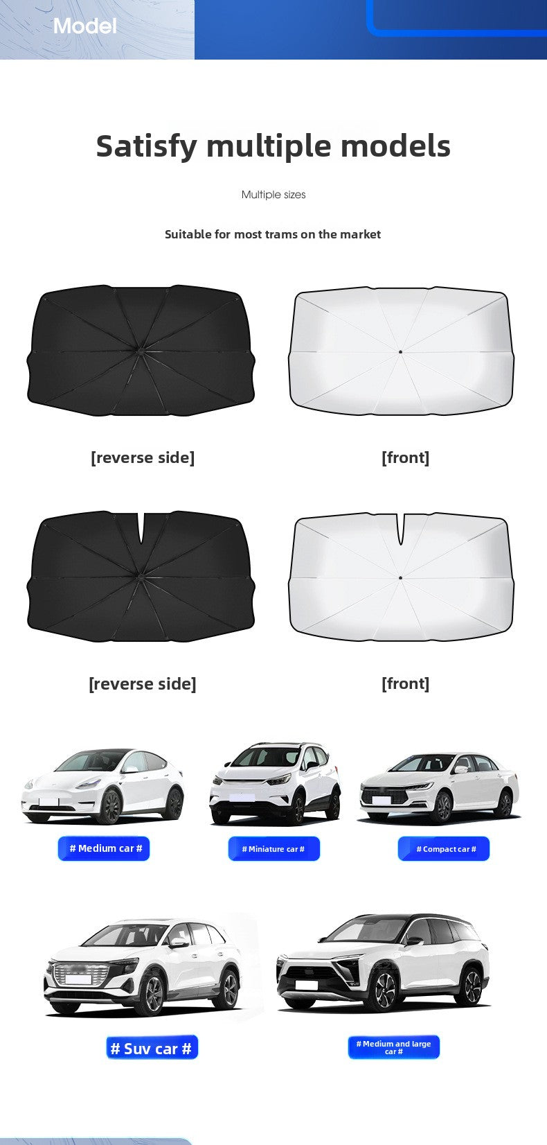 Car Sunshade Umbrella Car Front Windshield Sun Protection Heat Insulation Board Retractable Universal Front Car Sunshade