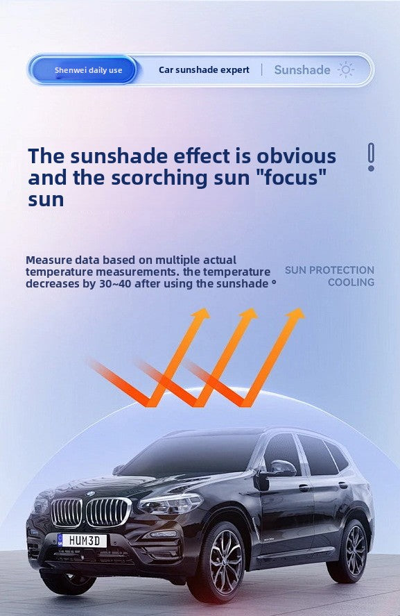 Summer Car Sunshade Silver Coated Cloth Sun Protection Car Heat Insulation Car Interior Anti-Glare Sunshade Curtain Front Sunshade