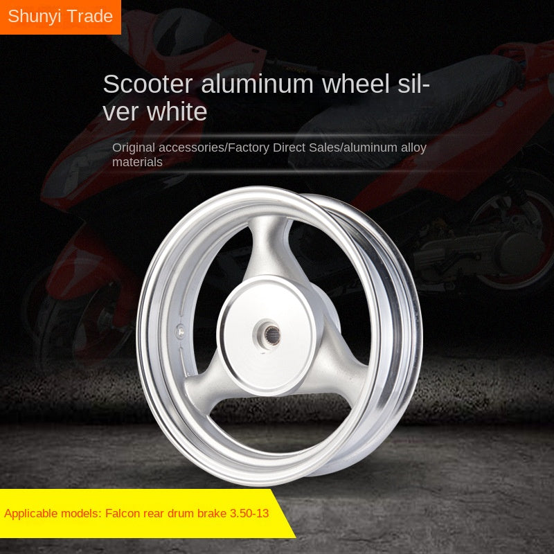 Pedal Motorcycle Three-Leaf Front and Back Wheels Steel Ring Falcon Aluminum Wheel Silver White 3.50-13 Inch Original Accessories Factory Direct Sales