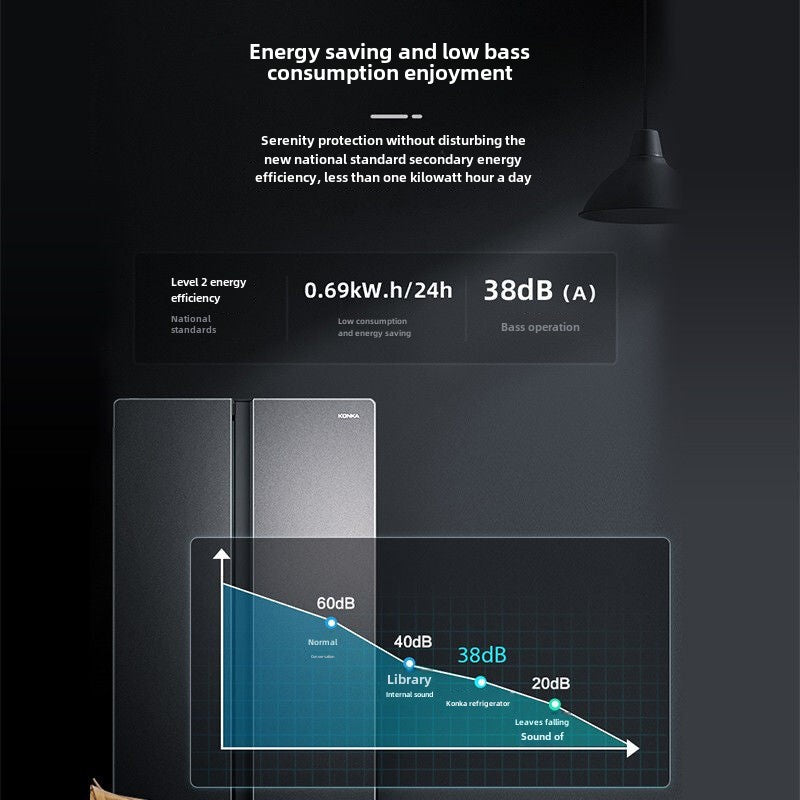 Konka 400 Liters Double-Door New Refrigerator Ultra-Thin Embedded Double Door Large Capacity off-Price Household Energy-Saving Refrigerator 40j