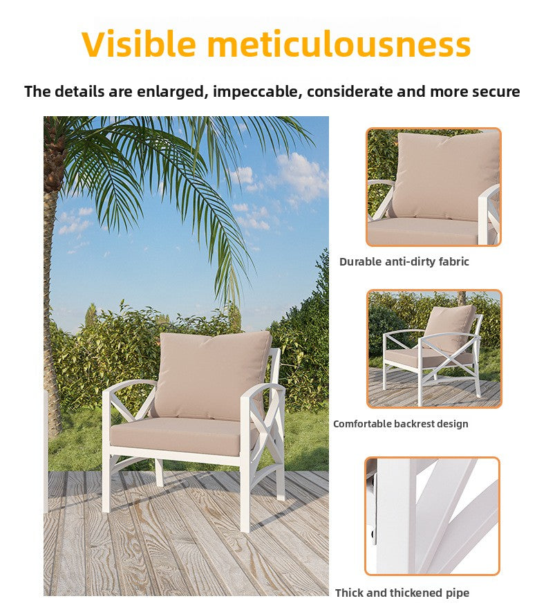 Outdoor Leisure Iron Art Sofa Set Garden Hotel Business Reception Sofa Waterproof Industrial Style Iron Frame Chair