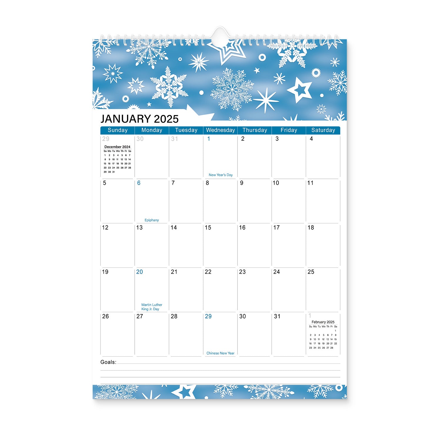 2025 English Wall Calendar in Stock European and American Style Holiday English Version Wall Calendar Desk Calendar Design Printing