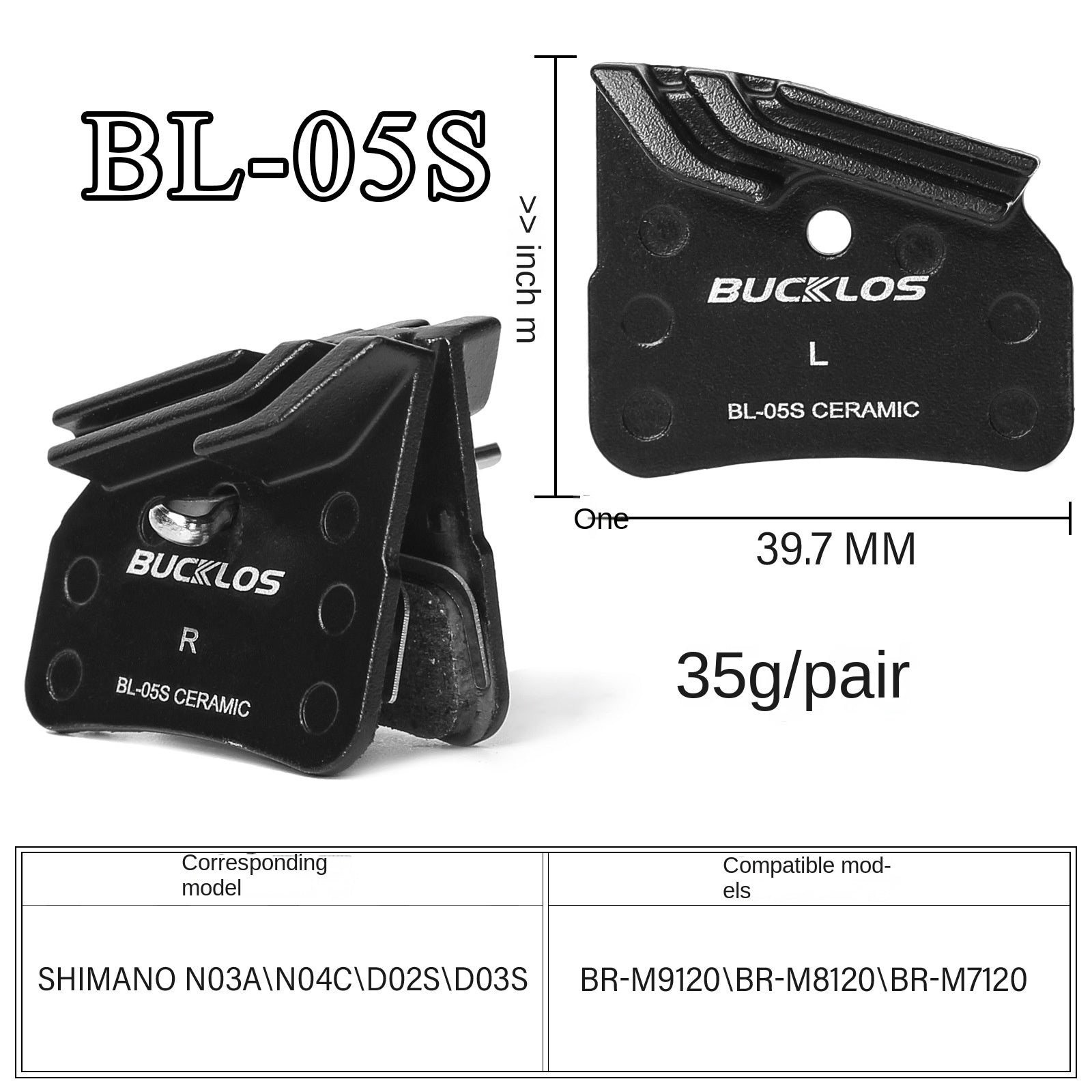 BUCKLOS Mountain Bike Brake Pads Ceramic Cooling Disc Brake Pads N03A/N04C/L05A/J04C