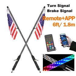 3ft 4ft 5ft 6ft Buggy Spiral RGB Antennas Whip Flag OffRoad UTV SXS ATV RZR Off Road Remote APP Control Antana Led Whip Lights