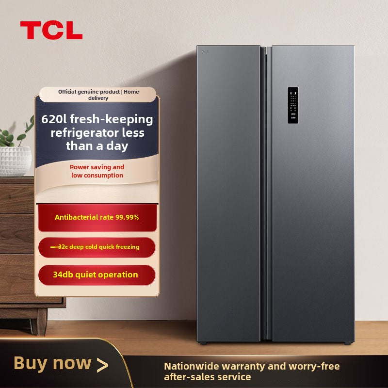 TCL Refrigerator 620 Liters Ultra-Large Capacity Double Door Air Cooling Frostless First-Class Frequency Conversion Energy-Saving Ultra-Thin Refrigerator Household