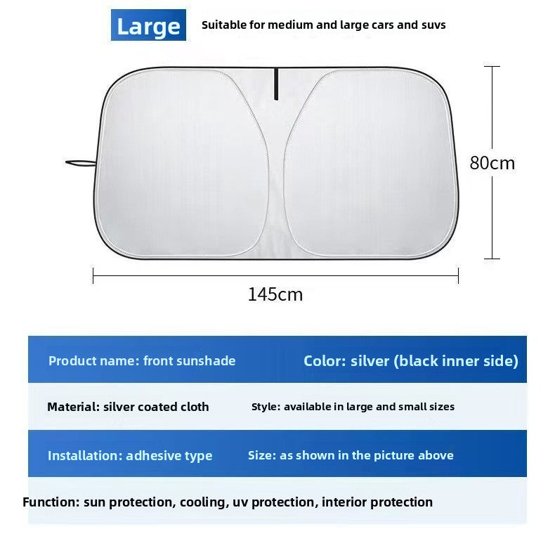 Summer Car Sunshade Silver Coated Cloth Sun Protection Car Heat Insulation Car Interior Anti-Glare Sunshade Curtain Front Sunshade