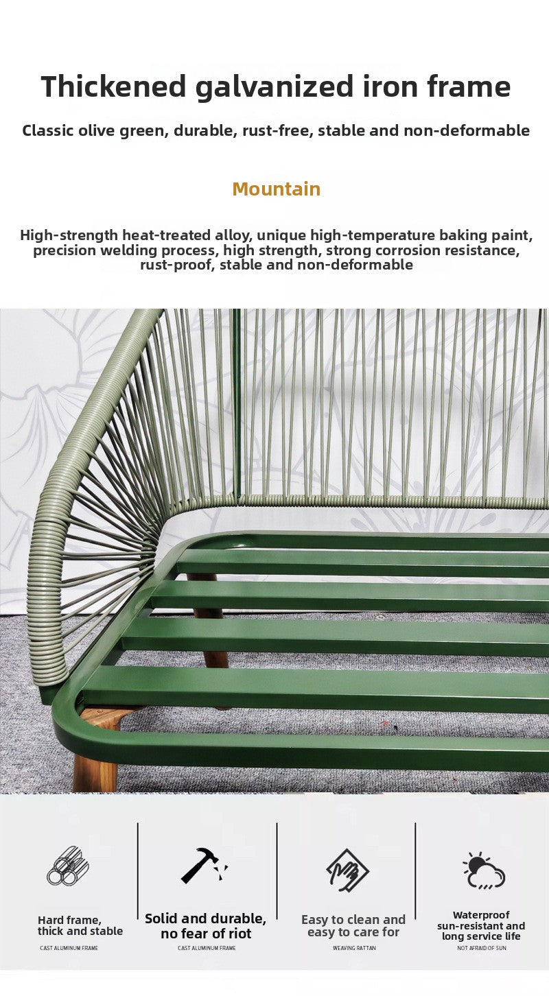 PE Imitation Rattan Sofa Coffee Table and Chair Set Waterproof Sunproof Insectproof Villa Courtyard Balcony Outdoor Leisure Sofa
