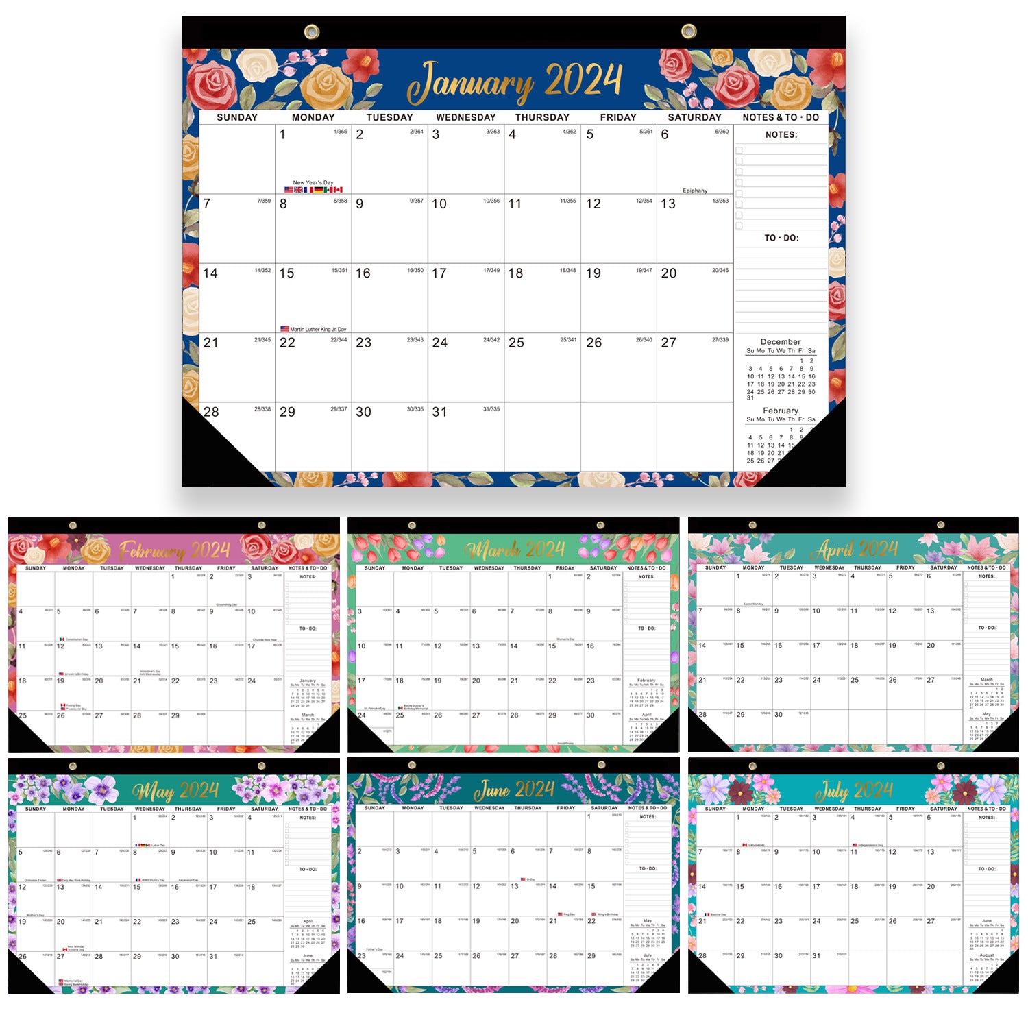 New 2024 English Calendar Amazon Wall Calendar 18 One Countdown English Desktop Simple Desk Calendar