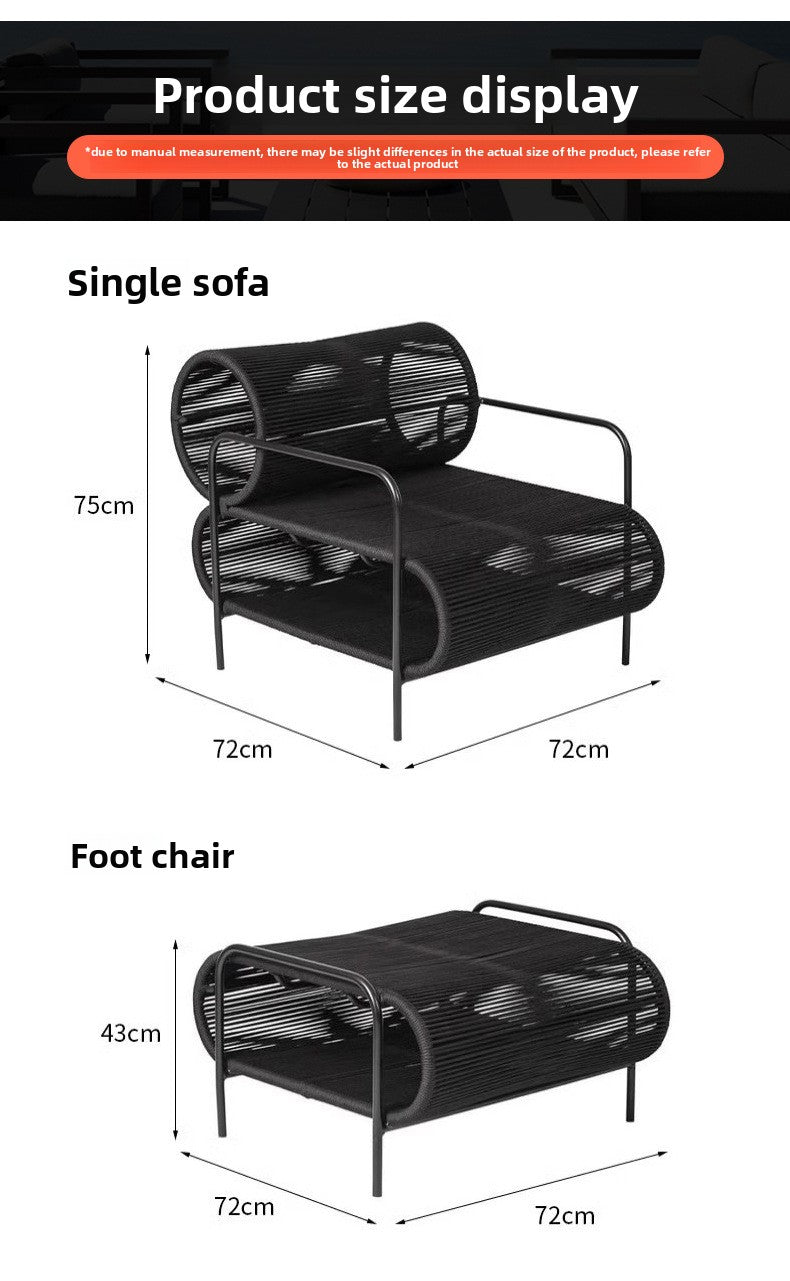 Outdoor Sofa and Coffee Table Set Waterproof Sunproof for Open Air B&B Garden Courtyard Villa Balcony Leisure Rattan Sofa
