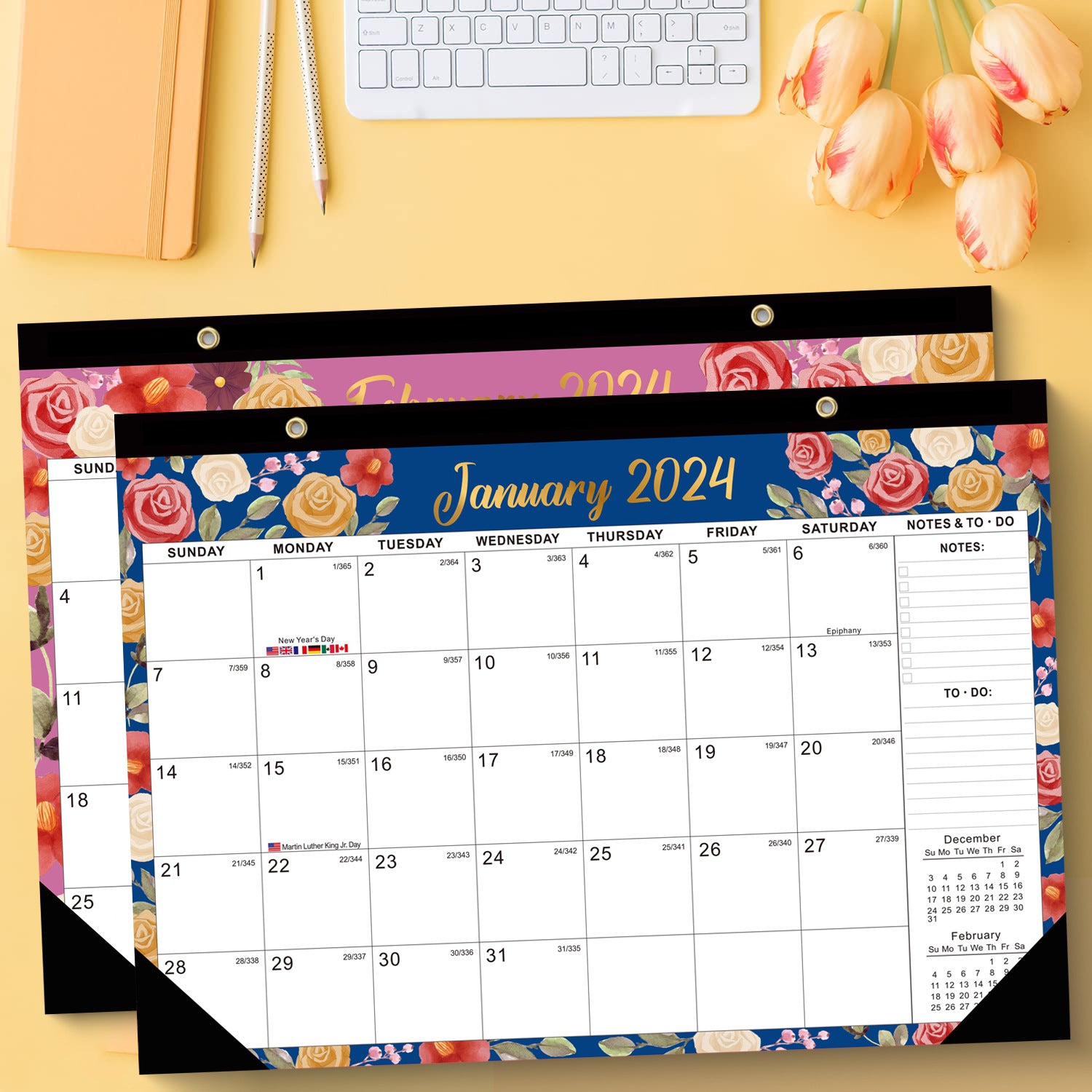 New 2024 English Calendar Amazon Wall Calendar 18 One Countdown English Desktop Simple Desk Calendar