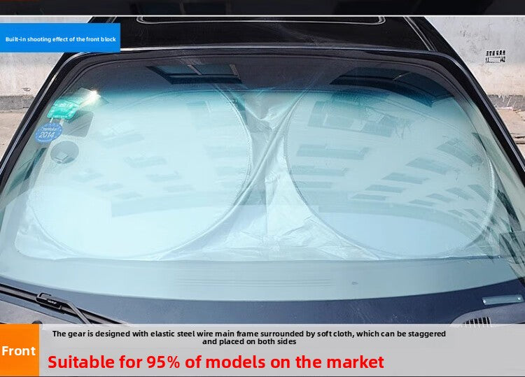 Car Silver Coating Sunshade Sun Protection Sunshade Board Mat Curtain Front Shield Thickened Heat Insulation Front Sunshade Board One Piece