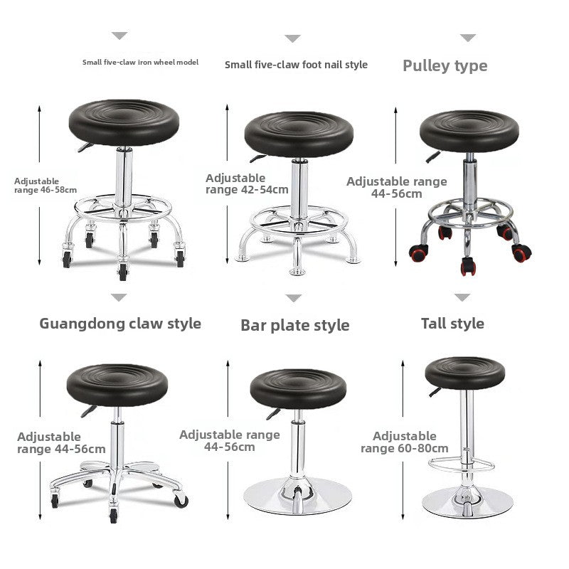 Adjustable Swivel Stool with Wheels, Large Work Stool, Round Stool for Barber Shop, Hair Salon, Bar Counter Chair with Backrest, Bar Chair
