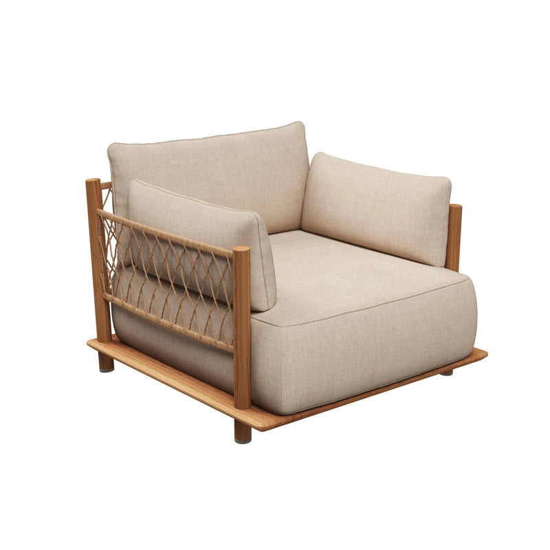 Outdoor Sofa Courtyard Villa Leisure Waterproof Hotel Homestay Outdoor Garden Terrace Solid Wood Rattan Sofa Set