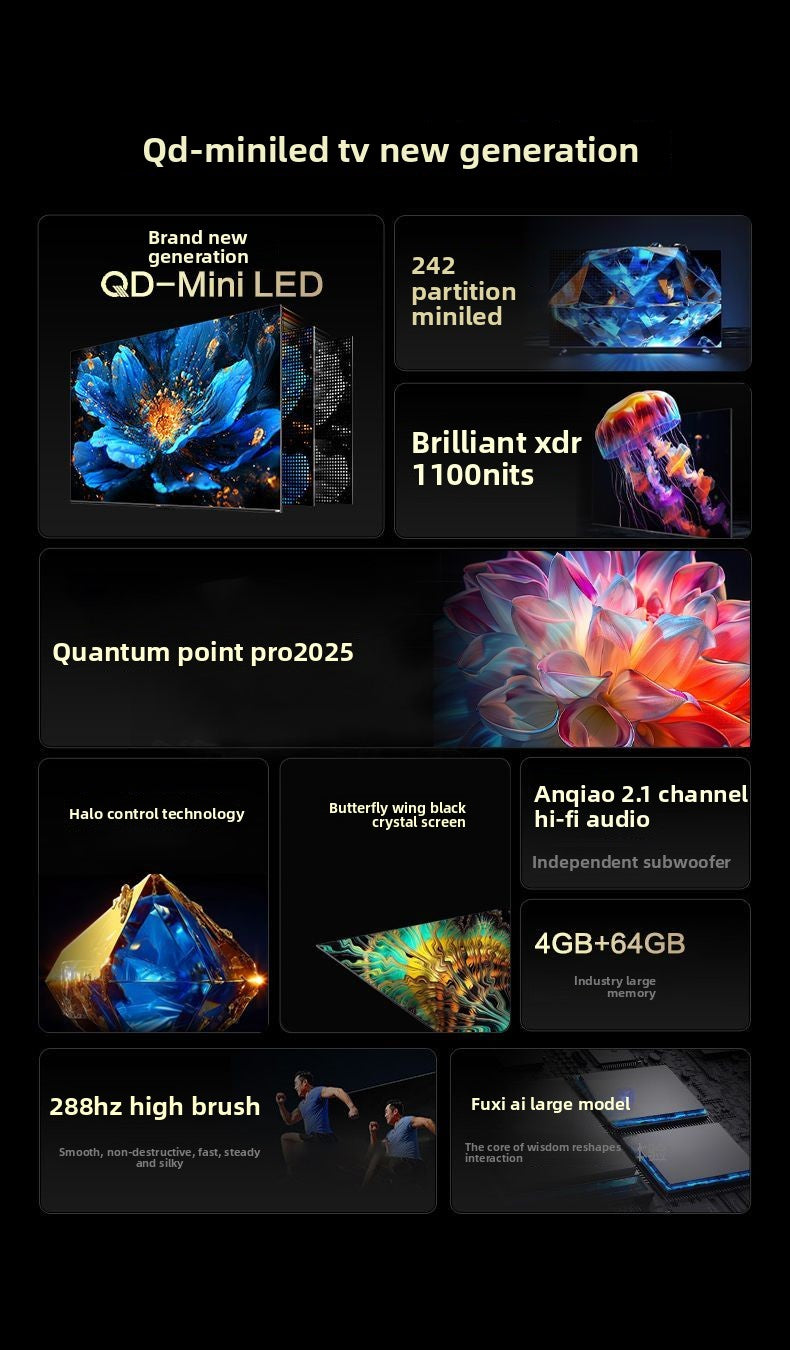 TCL TV 65T6 65inch QD-Mini LED Full Spectrum Quantum Dot Vivid XDR 1100