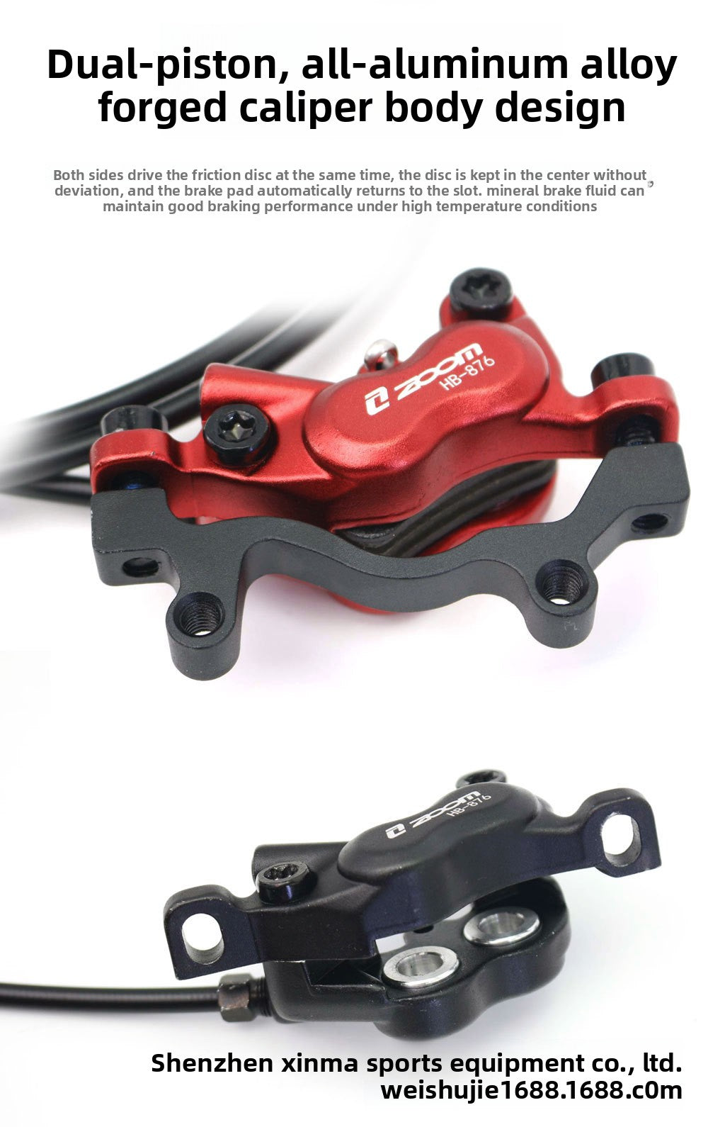 ZOOMHB876 Four-Piston Oil Brake Mountain Bike Front and Rear Oil Disc Brake Pads Disc Bilateral Brake Hydraulic Brake