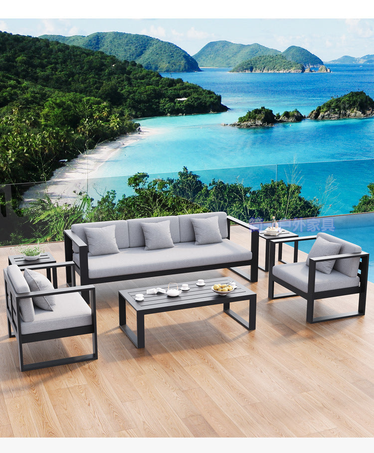 Outdoor Aluminum Alloy Sofa Courtyard Villa Coffee Table Set Waterproof Anti-Slip B&B Hotel Cross-Border Export Furniture