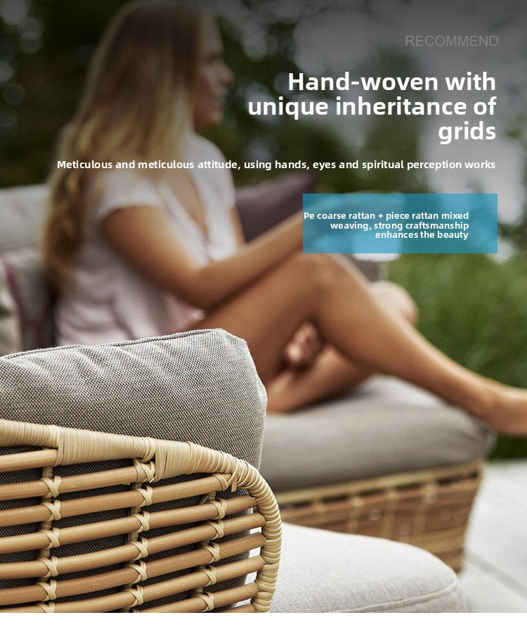 Outdoor Sofa Set for Courtyard, Hotel Terrace, Villa, Homestay, Leisure Rattan Chair, Waterproof and Sunproof Rattan Furniture
