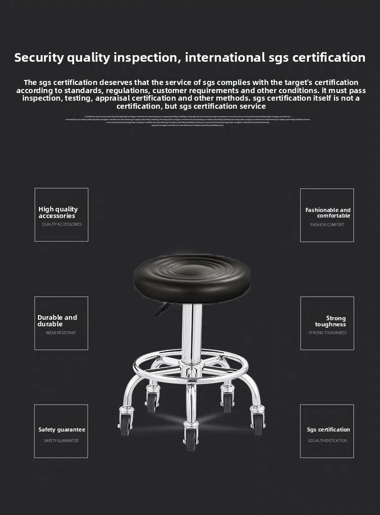 Adjustable Swivel Stool with Wheels, Large Work Stool, Round Stool for Barber Shop, Hair Salon, Bar Counter Chair with Backrest, Bar Chair