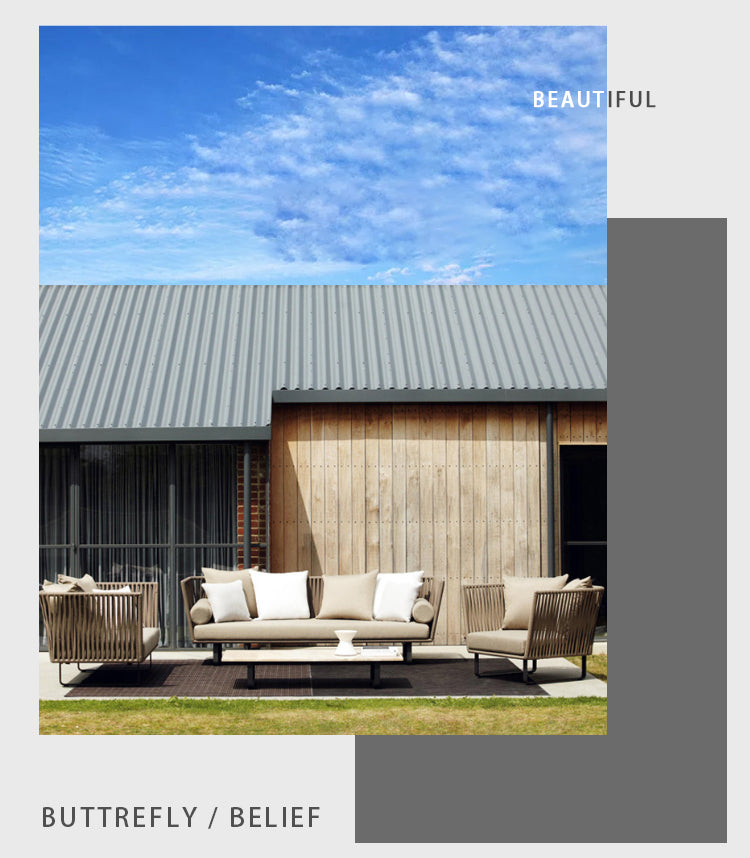 Outdoor Sofa Villa Courtyard Balcony Homestay Hotel Bar Coffee Restaurant Outdoor Waterproof Rattan Chair Set