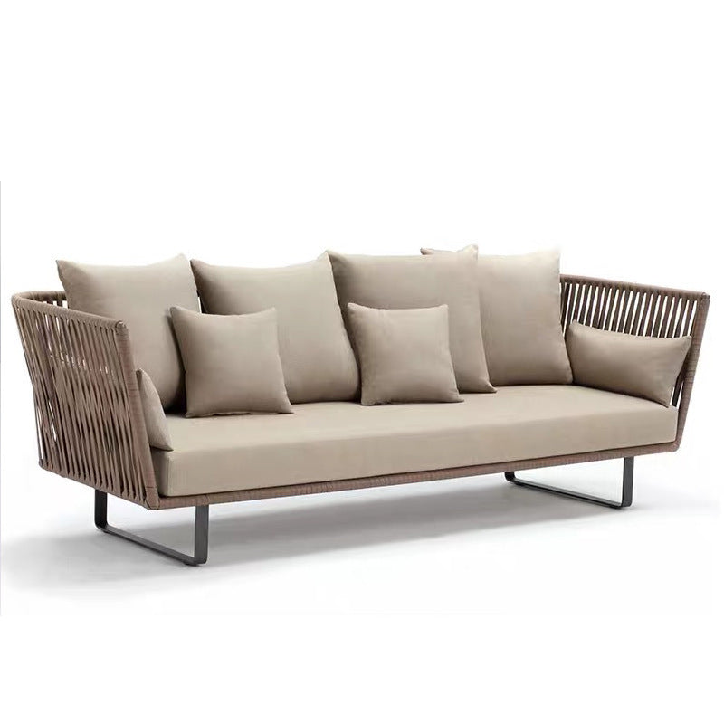 Outdoor Sofa Sunproof Waterproof Leisure Living Room Balcony Outdoor Courtyard Coffee Table Three-Person Rattan Furniture Homestay Rattan Chair