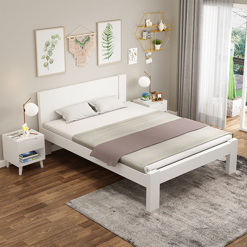 High-Leg Bed, Full-Height Solid Wood Bed Modern Bed Frame, Simple Elevated