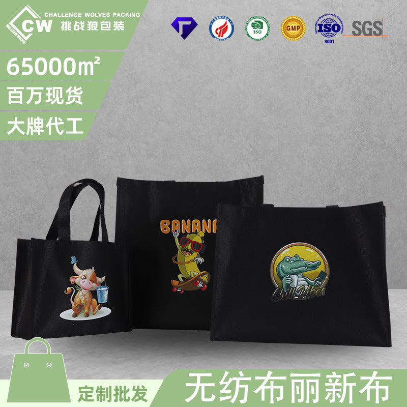 Factory Customized Green Recycled Clothing Panel Pressing Printed Logo Portable Gift Bag RPET Lixin Cloth Handbag