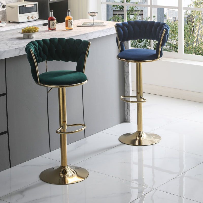 Light Luxury Bar Stool Adjustable Rotating Home Use Backrest High Stool Simple Creative Bar Chair Internet Celebrity Woven Chair