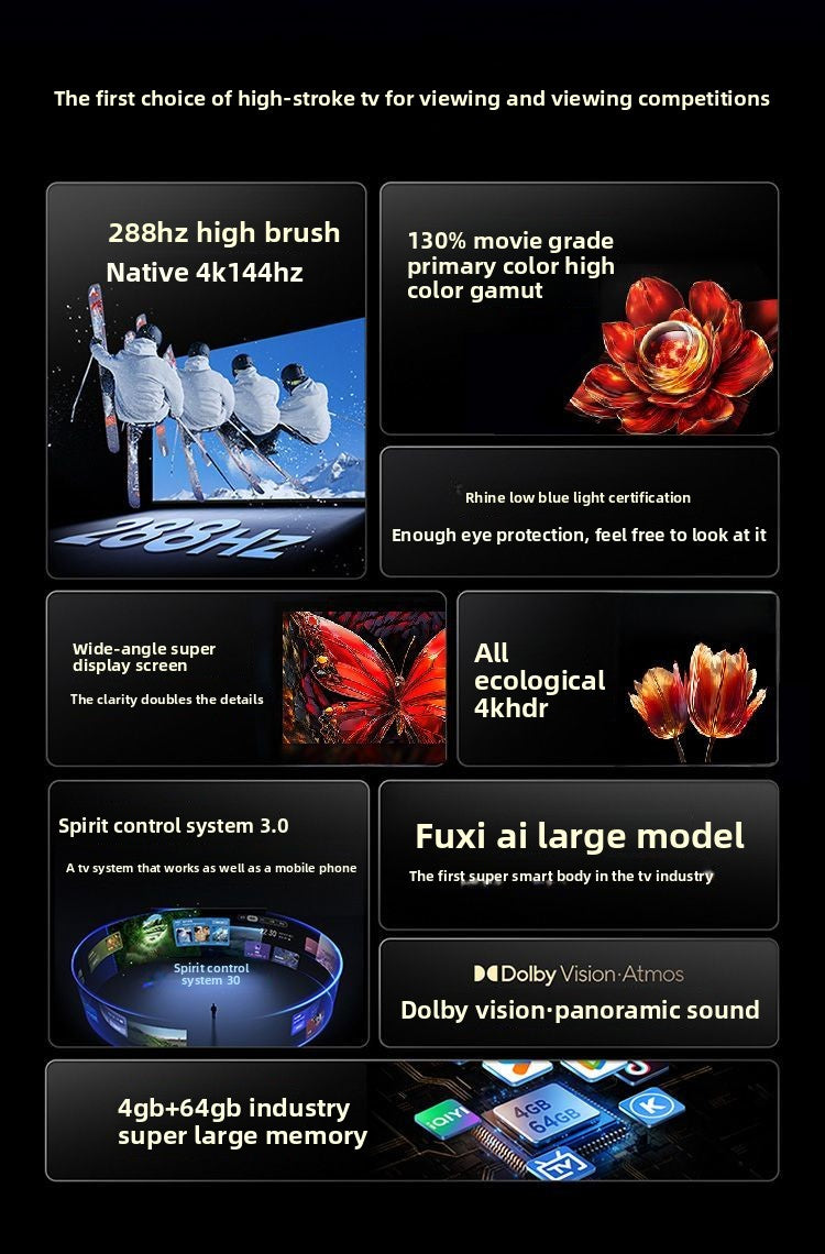 TCL TV 75inch Quality Small Cannon 288Hz High Refresh High Color Gamut 64GB TV V68L Pro