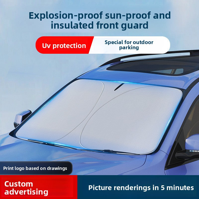Car Heat Insulation Sunshade Front Windshield Titanium Silver Coated Sunshade Sun Protection Sunshade Curtain Summer Car Sunshade Umbrella