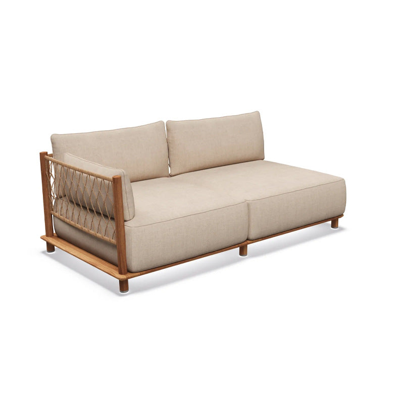 Outdoor Sofa Courtyard Villa Leisure Waterproof Hotel Homestay Outdoor Garden Terrace Solid Wood Rattan Sofa Set